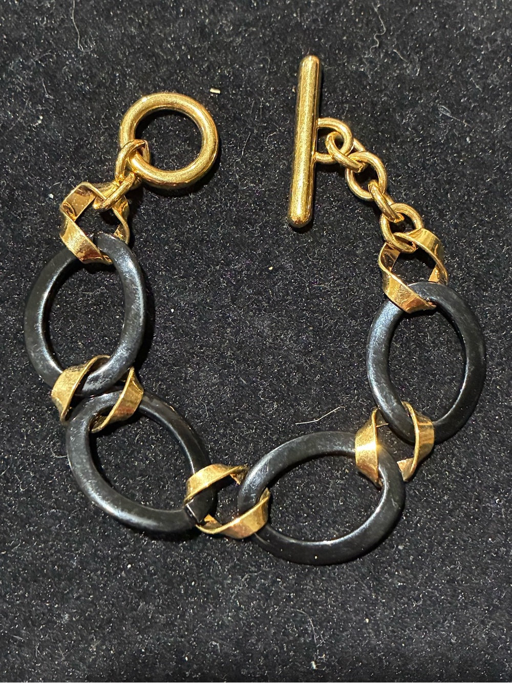 Vintage Black & Gold Curb Link Bracelet